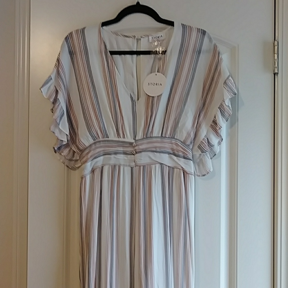 Striped short sleeve flared Jumpsuit NWT